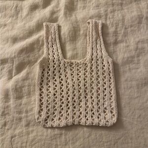 Elegant Cream Crochet Tote Bag